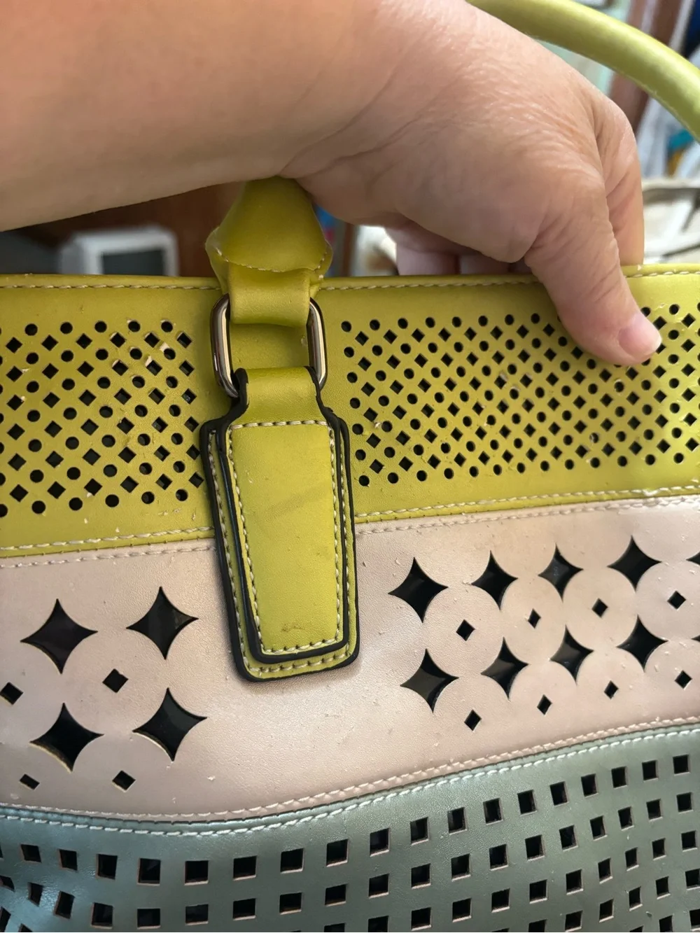 Multicolor Laser-Cut Tote Bag with Top Handles